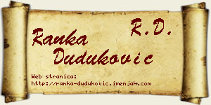 Ranka Duduković vizit kartica
